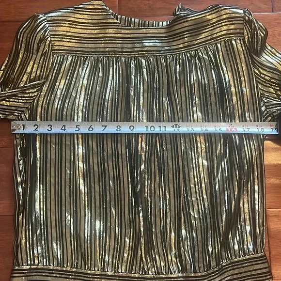 Vintage Lloyd Williams Size 10 Metallic Gold Blouse Long Sleeve - Picture 7 of 10